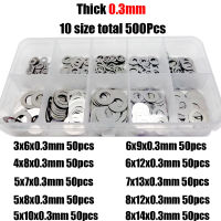 500Pcs M3 M4 M5 M6 M7 M8 DIN988 304 Stainless Steel Ultra Thin Flat Washer Adjusting Shim Plain Gasket Assortment Kit Set Box