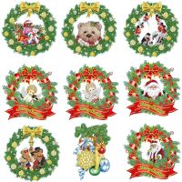 【cw】 DIYPaintingWreath Sticker Window Door WallDecorSelf adhesiveClaus ChristmasNew Year Sticker 【hot】