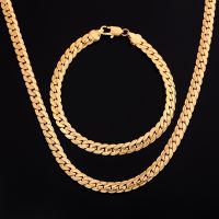 925 sterling silver 18K gold 6MM chain bracelets neckalce for women men fashion Party wedding jewelry sets gifts