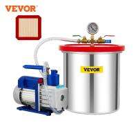 VEVOR ห้องสูญญากาศที่มีปั๊ม5แกลลอนห้อง5CFM 12 HP ขั้นตอนเดียวโรตารีใบพัด110โวลต์ HVAC อากาศชุดสำหรับเสถียรภาพไม้