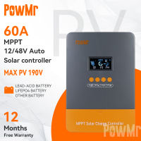 PowMr MPPT 60A ตัวควบคุมเครื่องชาร์จพลังงานแสงอาทิตย์ 12V 24V 36V 48V พร้อมตัวควบคุม LCD Blacklight อินพุต PV สูงสุด 190VDC รองรับแบตเตอรี่ลิเธียม POW-M60-PRO