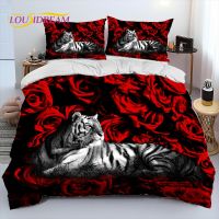 【hot】▪▤ Tiger Leopard 3 Piece Comforter SetDuvet Cover Bed Set Quilt PillowcaseKing Size