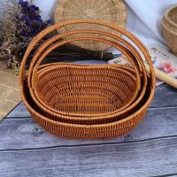 [COD] Fruit basket gift imitation rattan plastic flower object hand-woven hand-held fruit cute new iron frame water