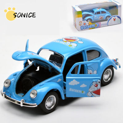 Sonice 1：36 Scale VW Doraemon Beetles Diecast Car Alloy Model Pull Back Children Toy Gifts