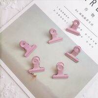 SIXONE 3pcs Pink Colour Woman Roast Lacquer Metal Round Tail Clip Work Bill Test Paper File Clip