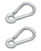 2 Pcs Spring Hook With Eye 5-8MM. Marine Grade 316 Stainless Steel Fitting ห่วงเกี่ยวนิรภัยสแตนเลส