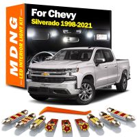 ชุดไฟโดมแผนที่การส่งข้อมูลแบบติดต่อกันนำตกแต่งภายในสำหรับ Chevrolet Chevy Silverado 1998-2019 2020 2021หลอดไฟ LED ไม่มีข้อผิดพลาดอุปกรณ์เสริมรถยนต์