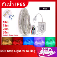 ไฟเส้น LED RGB Strip SMD 5050 สำหรับห้องกันน้ำ พร้อมปลั๊ก EU สวนกลางแจ้งตกแต่งบ้านไฟสตริง Bluetooth ไฟประดับห้องคริสมาส IP65 LED Strip Light 10/15/20/30M