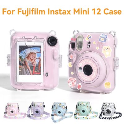 เคสป้องกันสำหรับ Fujifilm Instax Mini 12กล้องถ่ายภาพโปร่งใสกระเป๋าใส่โน๊ตบุ๊คแบบพกพาอุปกรณ์สวมครอบพร้อมสายคล้องไหล่กระเป๋าเก็บของ
