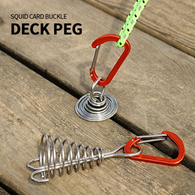 Spot parcel post Outdoor Camping Octopus String Clip Camping Deck Nail Stainless Steel Fixed Tent String Clip Wooden Hook Spring Wind Rope Hanging Hook