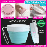 Silicone Foldable Bowl with Lid 550ml BPA Free Collapsible Lunch Box Travel Portable Silicone Folding Bowl Camping Food Container Camp Bowl