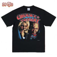 21 สินค้าเดิม/เสื้อยืดคอกลม/ Chucky &amp; Tiffany^Midnight Horror/ผ้าฝ้าย 100% Oversize SML ดำ&amp;ขาว unisex?HOMEWARD BOUNDDIY  0NGS