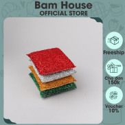 Bộ 4 miếng rửa chén kim tuyến Bam House đa năng siêu sạch cao cấp BRH01