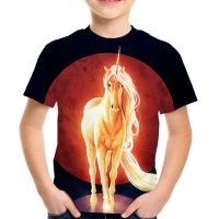 [Tsdopn34gpt]    kids space Galaxy 3D T-shirts 2020 summer child time Unicorn