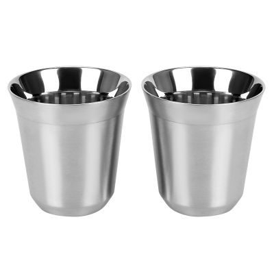 Steel Espresso Cups Set of 2, Double Wall Insulated Dishwasher Safe