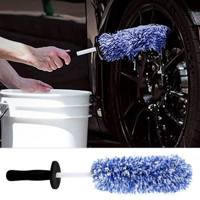 Car Wheel Cleaning Brush Wash Microfiber Wheels Car Non-Slip Handle Easy To Cleaning Rims Spokes Wheel Barrel Car Accessories