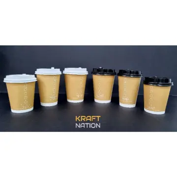 50pcs/lot Disposable Coffee Cup with Cover Milk Tea Paper Cup