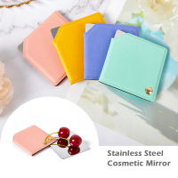 FG 1PC Unbreakable Portable Stainless Steel Cosmetic Mirror Travel Shatter-proof Makeup Mirror With Carry Sleeve Birthday Gift