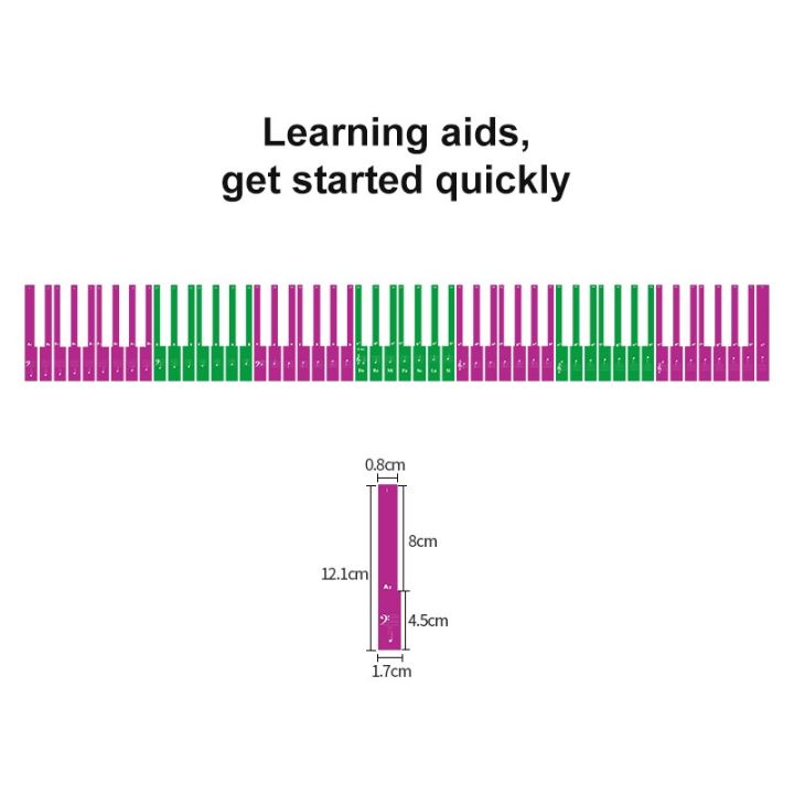 สติกเกอร์เปียโน88คีย์ช่วยผู้เริ่มหัดเล่นเรียนรู้เครื่องมือเปียโนสามารถถูกใช้คีย์เปียโนรูปสี่เหลี่ยมผืนผ้าซ้ำๆได้สติ๊กเกอร์กระดาษโน้ต