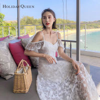 HolidayQueen Sanya Beach Holiday Dress ชุดชายหาด Super Fairy Lace ชุดสีขาว Slimming Long Skirt HQ1957