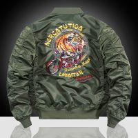 Trendy Brand Workwear MA1 Pilot Jacket Mens Thickened Short American Embroidered Baseball uniform Military Fans Workwear Jacket