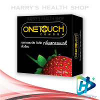 Onetouch Strawberry ถุงยางอนามัย กลิ่นสตรอเบอร์รี่ ผิวเรียบ (3 ชิ้น) ขนาด 52 มม.  1 Box