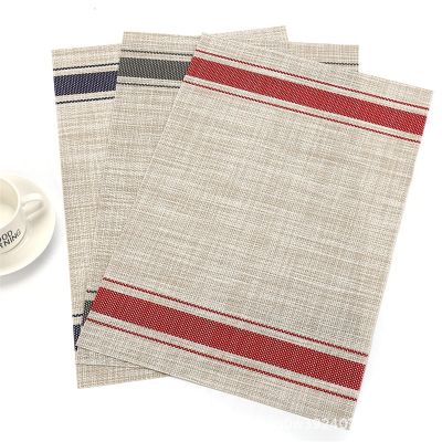 Nordic Linen Stripe Placemat For Dining Table Mat Rectangle Waterproof Heat Resistant Non-Slip Drink Cup Coaster Mat