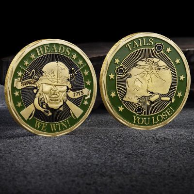 1775 Heads We Win Tails You Lose Skull Gold/ Silver Plated Commemorative Challenge Coins Artwork Collection Home Decor Gift