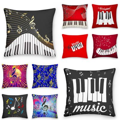 ▨♣ Music Note Cushion Cover 45x45cm Pillow Covers Decorative Pillowcase Polyester Throw Pillow Case Home Decor Pillowcover