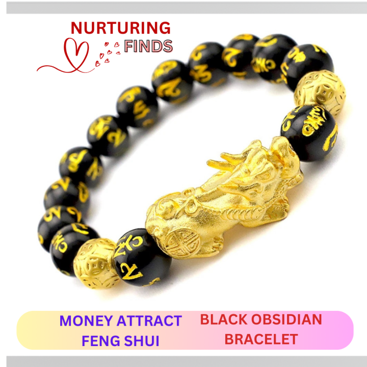 Nurturing Finds - Money Attract Feng Shui Black Obsidian Gold Wealth ...