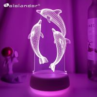 Remote / Touch Control 3D LED Night Light LED Table Desk Lamp Dolphin LED Night Lights Color Change 3D LED Light for Kids Gifts Night Lights
