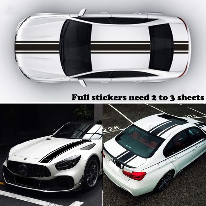 สติกเกอร์ตกแต่งสำหรับรถยนต์-สีดำ-leasinder-49-x-8-7-car-hood-stripe-sticker-auto-racing-stripes-body-side-decal-hood-stripe-decal-vinyl-stripe-sticker-decoration-for-car-vehicles-a-black