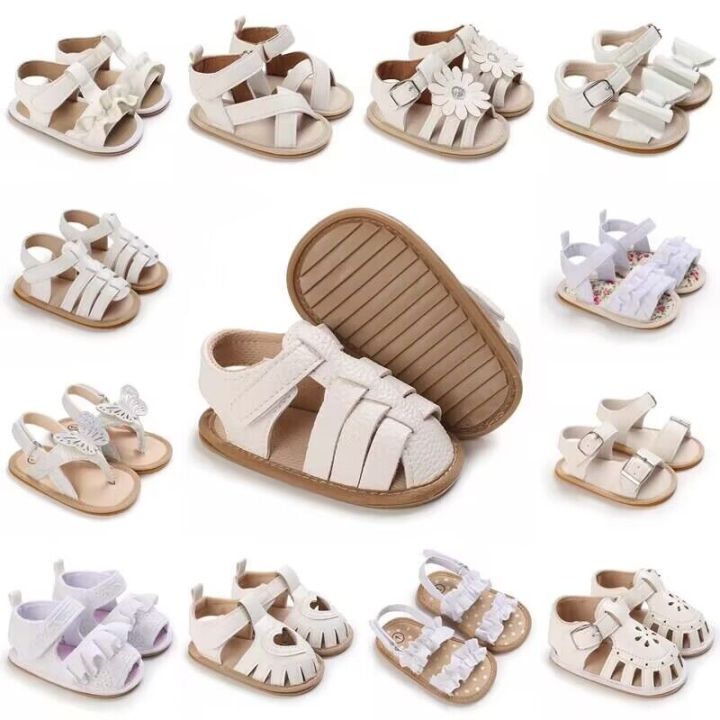 รองเท้าเด็กผู้หญิงสำหรับเด็กแรกเกิด0-18เดือน-รองเท้าเด็กทารกรองเท้าทารกสีขาวใหม่