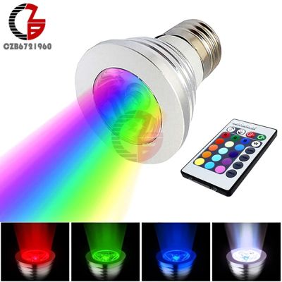 ไฟสปอร์ตไลท์ Rgb E27 3W 16สีใหม่หลอดโคมไฟรีโมทคอนโทรลไร้สาย