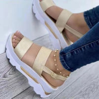 【CW】Women Sandals Women Heels Sandals With Platform Shoes Summer Sandalias Mujer Casual Wedges Shoes For Women Elegant จัดส่งฟรี