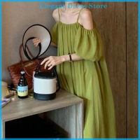 [KP Elegant]?? ชุดสตรี Elegant Simple French 2023ชุด Maxi Solid Slash คอปิดไหล่เกาหลี2023 Sweet Fashion vestidos Loose DRESS