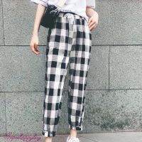 COD SDFERTREWWE Korean StyleWomen Men Unisex Causal Plaid Long Pant Casual Loose Trousers