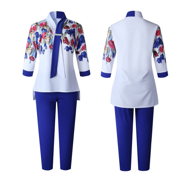 hgte-2pcs-suit-women-slim-solid-pants-and-34-sleeve-stand-collar-split-top-new-fashion-print-irregular-office-lady-suit-outfit