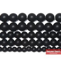 AAAA Quality Black Polish Matte Onyx Agate Round Beads 15 Strand 4 6 8 10 12 14 MM Pick Size For Jewelry