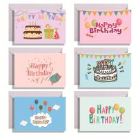 Happy Birthday Handwritten Blessings Folded Birthday Gift Decorative Message Card Party Invitation Card Baked Cake Greeting Card Greeting Cards