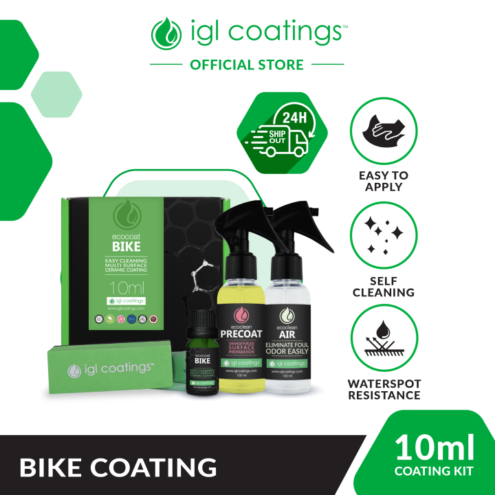 IGL Ecocoat Bike [ 10ML Kit ] Bike Bicycle Ceramic Coating Water Repellent Easy Cleaning