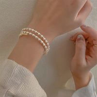 High-end double-layered pearl-encrusted diamond bracelet niche design ins internet celebrity bracelet 2021 new accessories for women