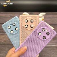 KISSCASE เคสโทรศัพท์ระบายความร้อนตาข่ายระบายอากาศสำหรับ Huawei Mate 30 40 50 Pro P60Art P60สีลูกกวาดสีด้านกระจกป้องกันฝาหลังมีเลนส์กล้องกันกระแทก P60Pro ตาข่ายกันฝุ่นในตัว