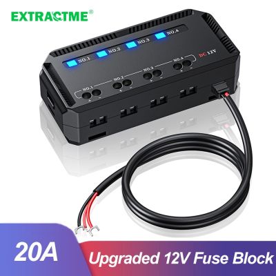 Extractme 12V Fuse Box Universal 20A Automotive Moto Block Fuse LED Indicator Light Heat-resistant Fuse Hold for Car Motorcycle Fuses Accessories