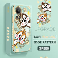 เคส PMP สำหรับ OPPO Reno10 Pro 5G ฟรีสายคล้อง + ตัวการ์ตูนน่ารักและ Dale Disny เคสลายขอบสี่เหลี่ยมชุบเคสโทรศัพท์หรูหราชุบเคสโทรศัพท์นิ่ม