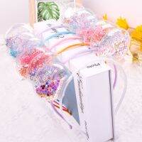 【YF】 Candygirl Transparent Cat Ears Headband Quicksand Bows Hair Hoop Cute Colorful Sequins Hairbands Girls Princess Accessories