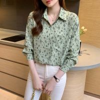 spring new small fresh and sweet floral shirt womens design sense niche western style light familiar all-match blouse