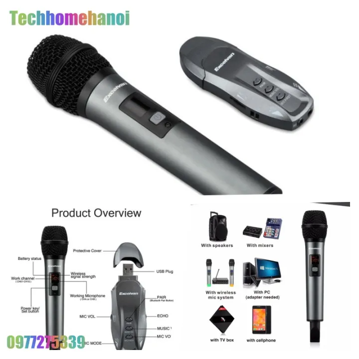 [ Xả Kho ] Micro Karaoke Không Dây Excelvan K18V (01 mic, VHF) l Micro
