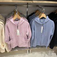 ร้อน, ร้อน★UNIQLO รูปแบบใหม่ U บ้าน2022ใหม่ G Irls เสื้อกันหนาวกีฬาและการพักผ่อนซิปคลุมด้วยผ้าคาร์ดิแกนแขนยาวแจ็คเก็ตสีทึบ444543ของแท้เดิม