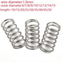 10pcs/lot wire diameter1.0mm Stainless steel compression spring outer diameter 6-15mm length 10-50mm Cleaning Tools